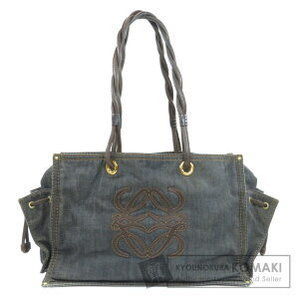 Loewe Anagram Tote Bag Denim Leather